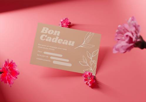 visuel du bon cadeau avec des motifs foral et des tons chauds